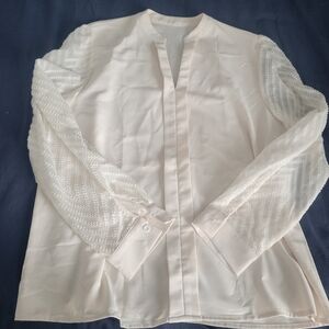 Poly Blend Cream Color Womens Blouse Size XL